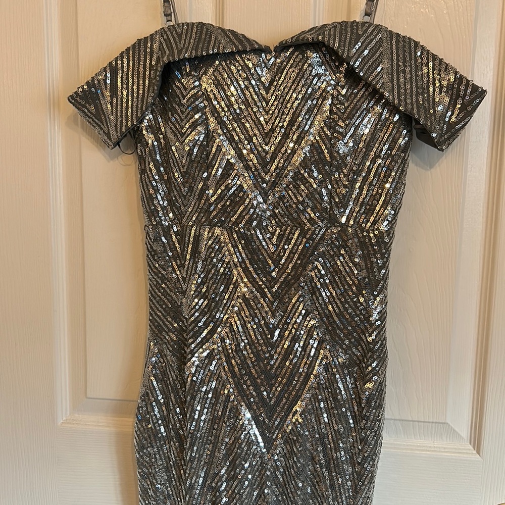 Silver sequin formal dress
